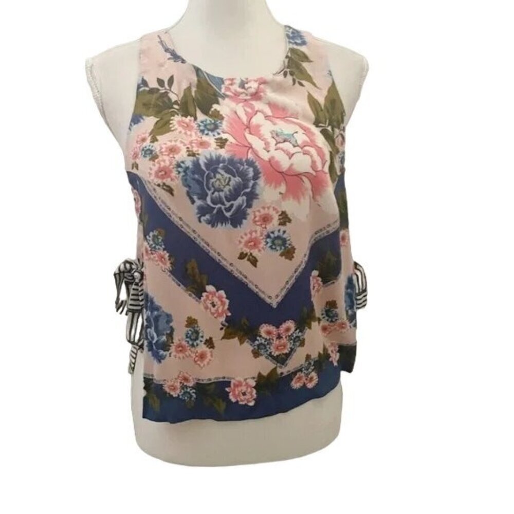 Free People Sweet Love Pastel Pink Floral Tie Side Crop Top - Picture 5 of 9